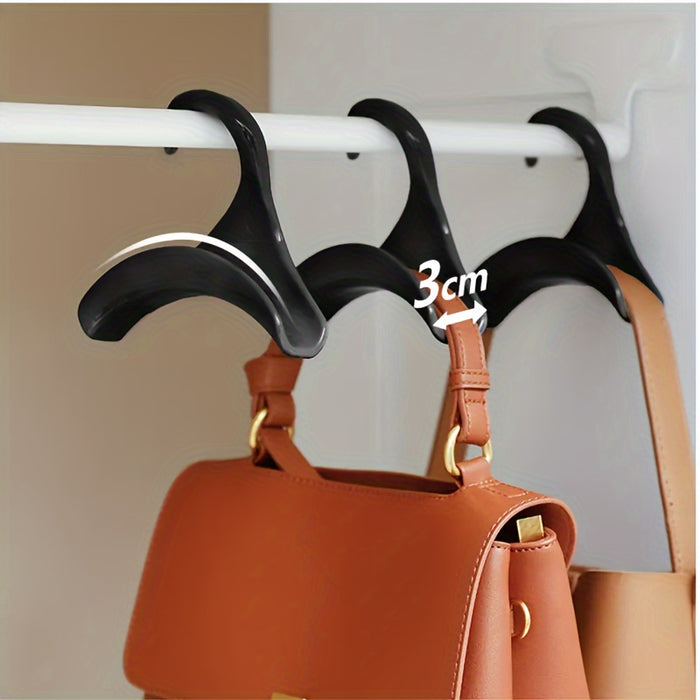 5pcs White Plastic Bag and Purse Hangers - Space-Saving Closet Organizer for Handbags, Backpacks, and Clothes with Smooth Curved Hooks