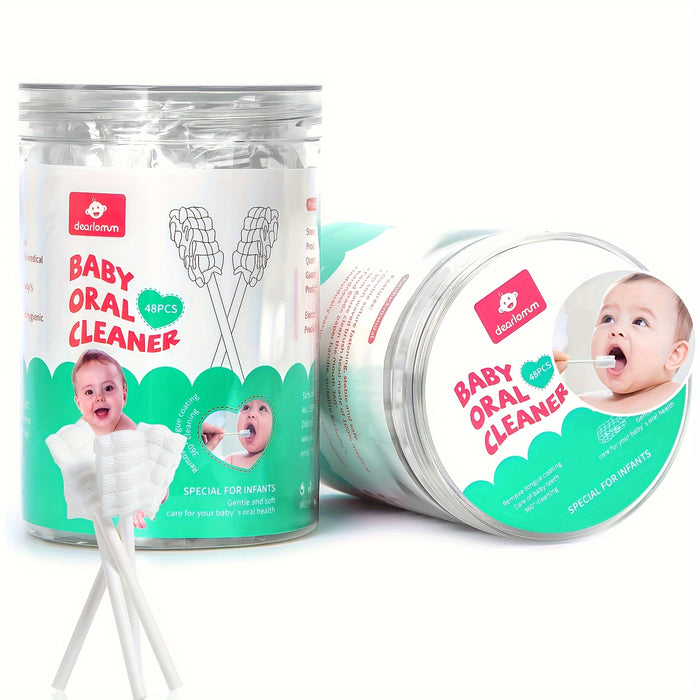 Dearlomum Baby Tongue Cleaner, Newborn Baby Toothbrush, 48pcs/96pcs Disposable Infant Toothbrush Clean Baby Mouth, Halloween Christmas Gifts Gauze Gum Cleaner Toothbrush Baby Oral Cleaning Stick Dental Care For 0-36 Month Bab