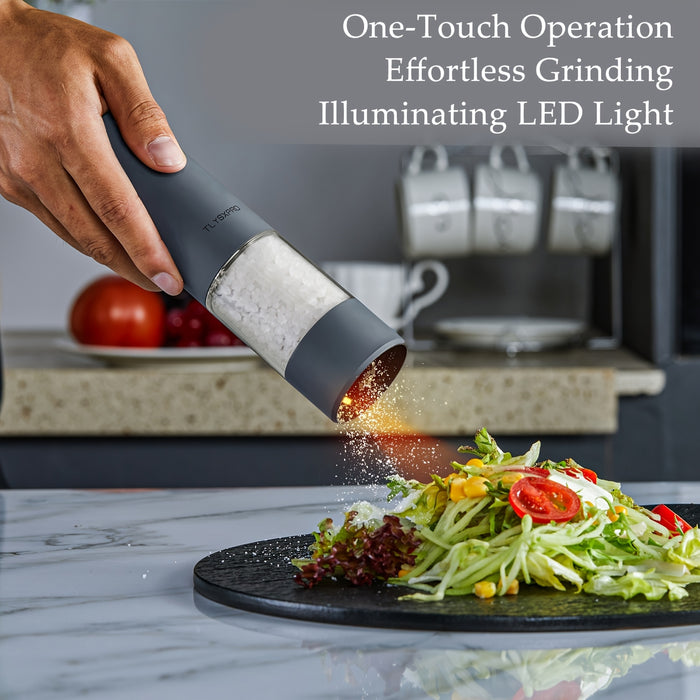 2pcs, Pepper Grinder, Household Sea Salt Ginder, Electric Adjustable Spice Grinder, Automatic Pepper Mill, Reusable USB Rechargeable Pepper Crusher for Kitchen Camping Picnic Camping, Kitchen Gadgets, Mother's Day Gifts Kitch