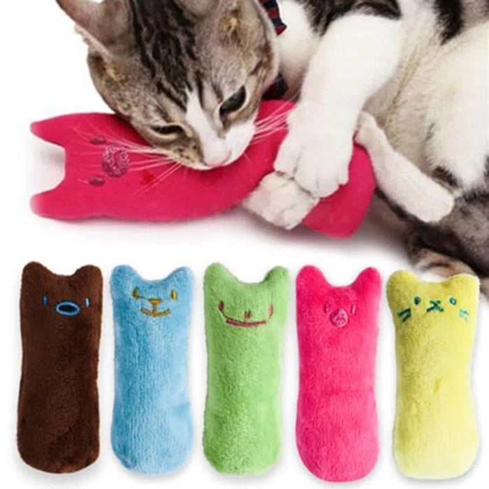 1pc Cat Design Cat Teaser Toy Containing Squeaky Plush Pillow Toy Interactive Pet Supply
