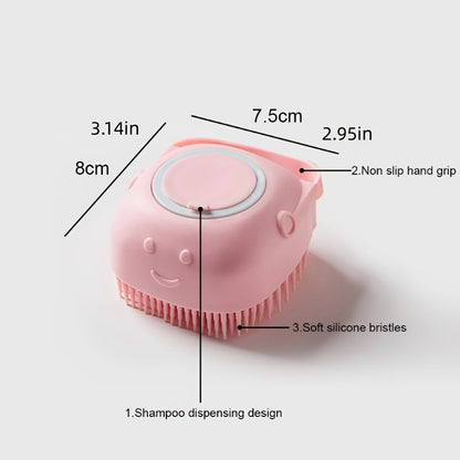 Silicone Pet Grooming Brush with Shower Gel Dispenser for Dogs and Cats