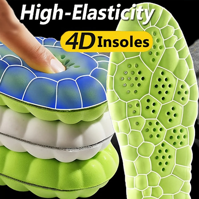 1pair 4D Sport Insoles: Breathable, High-Elasticity Cushions for Shock Absorption and Comfort