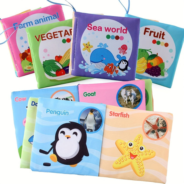 5-Pack/3-Pack Soft Fabric Baby Books, Cognitive Educational Toys, Durable & Washable, Vibrant Fruit, Animal, Ocean Themes, Early Learning & Cognitive Development, Perfect for Christmas, Birthday, Halloween, Thanksgiving, East