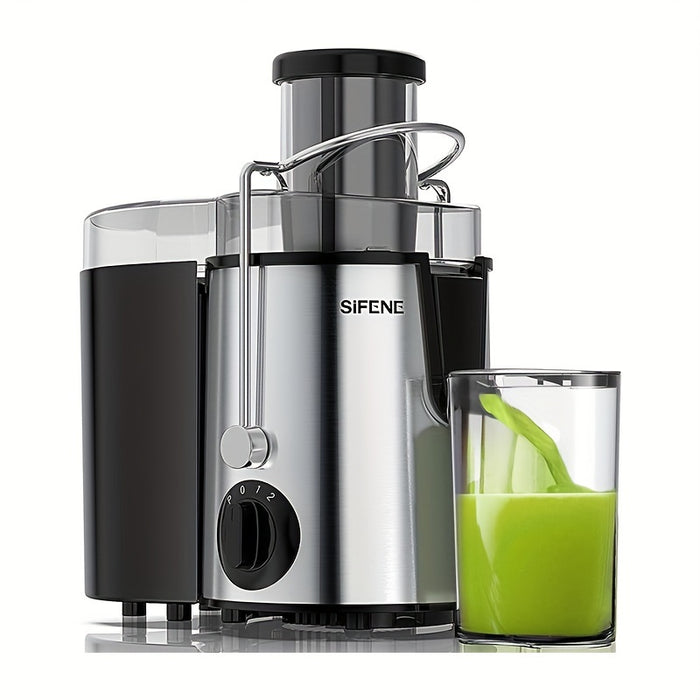 SiFENE Easy-Clean Juicer Machine, 3" Big Mouth Centrifugal Juicer Extractor Maker, Quick Juicing for Vegetables & Fruits, 3 Speed Settings, BPA-Free, Stainless Steel, Gray