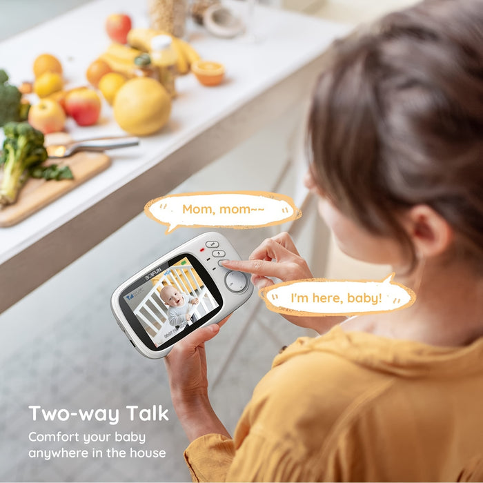 BOIFUN Video Baby Monitor Camera, Night Vision, No WiFi, ECO Mode, 3.2-inch IPS Screen, Two-way Audio, Rechargeable Battery, Feeding Reminder, Temperature Monitoring, Smart 8 Lullabies, Pet, Child