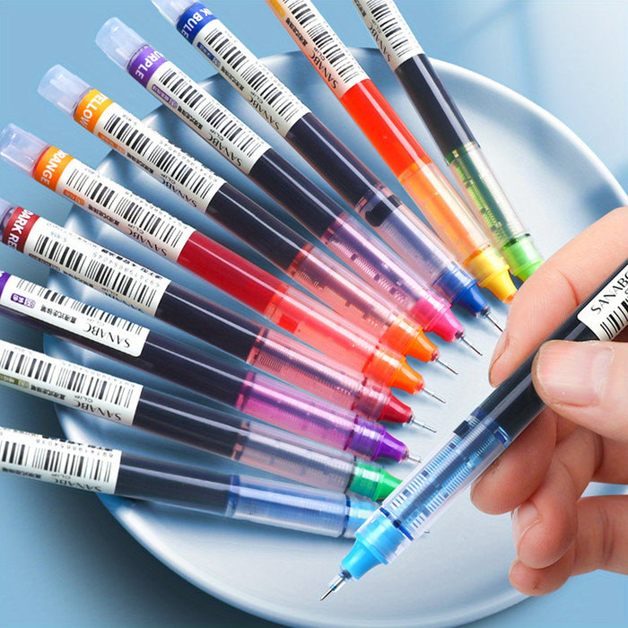 10-pack 10-Pack Quick-Drying Color Neutral Ballpoint Pens - 0.5mm Needle Carbon Pens for Students