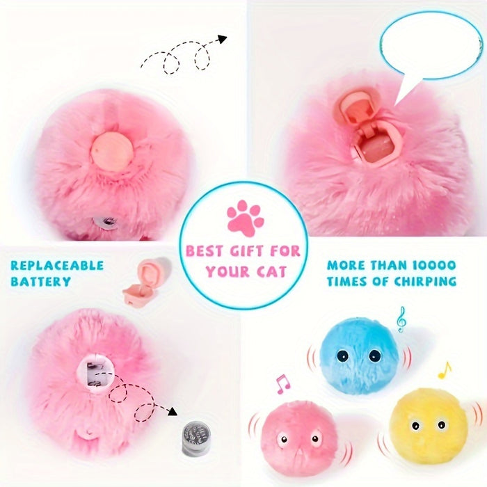 Interactive Cat Plush Ball with Squeaky Toy for Pet Training and Fun