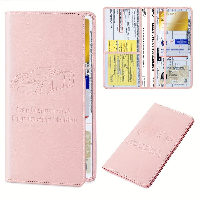 Premium Car Document Wallet for Men & Women, Faux Leather Glove Box Organizer for Registration, Insurance, Manual, and More