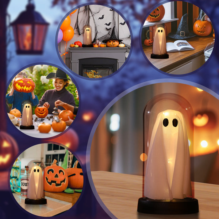 [Halloween Decor] Bamda 1pc Halloween Decorations, Cute Light Up Plastic Cloche | Halloween Indoor Night Light for Home Kitchen Mantel Tabletop Party Decor and Holiday Decor