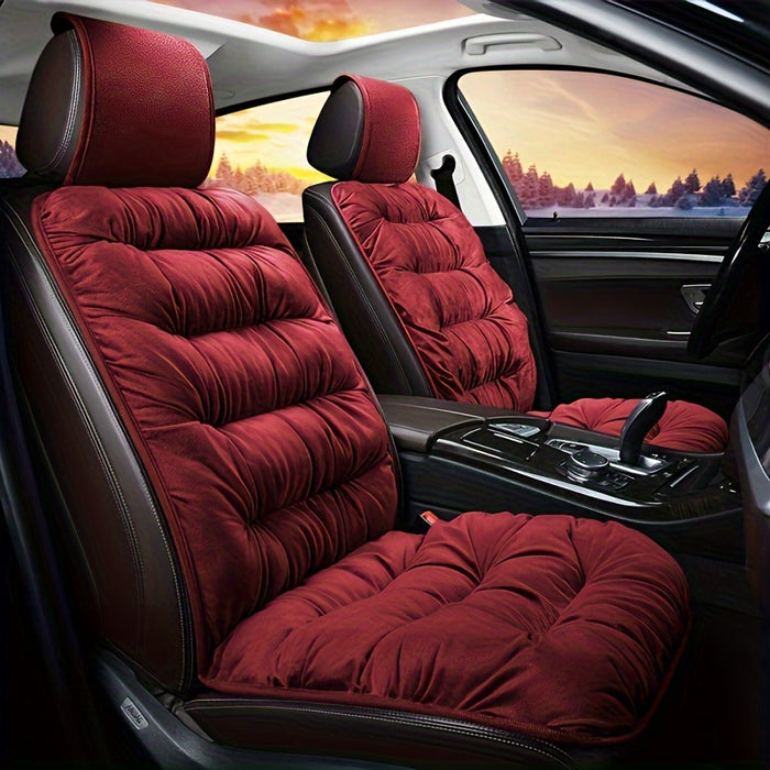 New Car Seat Cushion for Winter, Plush Front Single Seat, Thickened for Winter Use, Universal Car Mat with Backrest, Compatible Seat Cover.
