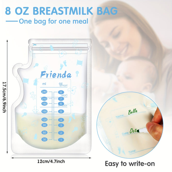 500pcs 8oz Breast Milk Storage Bags with Pour Spout - Leak-Proof, Double Seal, Self-Standing Design for Easy Pouring & Freezing, Perfect for Breastfeeding Moms, Floral Pattern, Breastfeeding Supplies