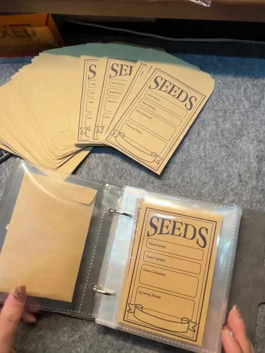 1 Set Garden Seeds Storage Organizers, Seed Organizer Binder with 50pcs Self-Sealing Seed Envelopes, Seed Packet Organizer, Seed Saver Binder