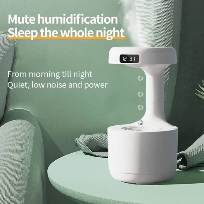 Anti-Gravity Water Drop Humidifier With Clock