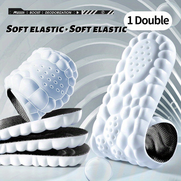 1pair 4D Sport Insoles: Breathable, High-Elasticity Cushions for Shock Absorption and Comfort