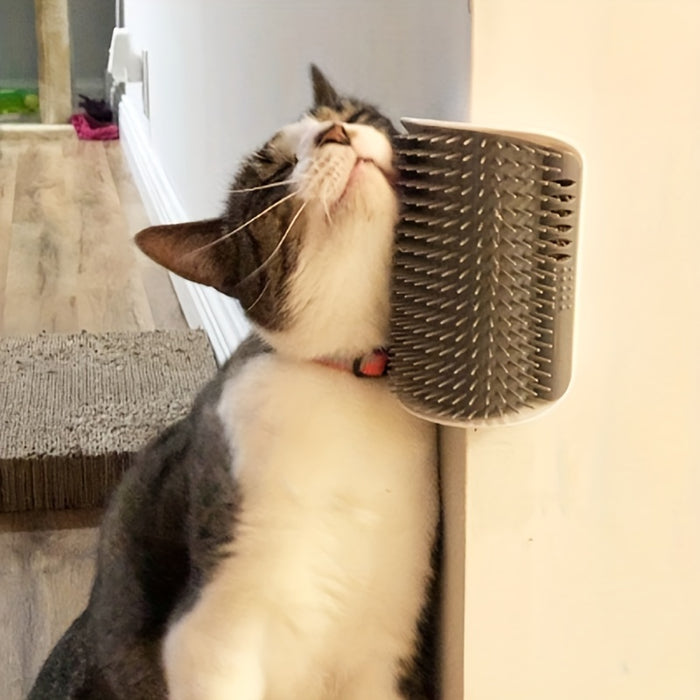 Wall-Mounted Cat Grooming Brush with Massage Comb - Self-Grooming Tool for Kittens and Puppies