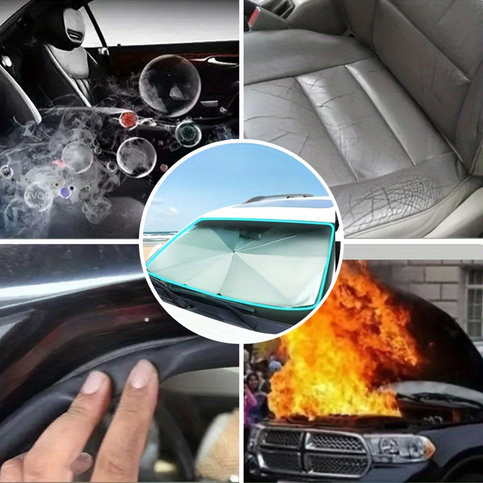 1pc Universal Foldable Car Windshield Sunshade, 140x80cm, Black, Portable for SUV, Off-Road Vehicles