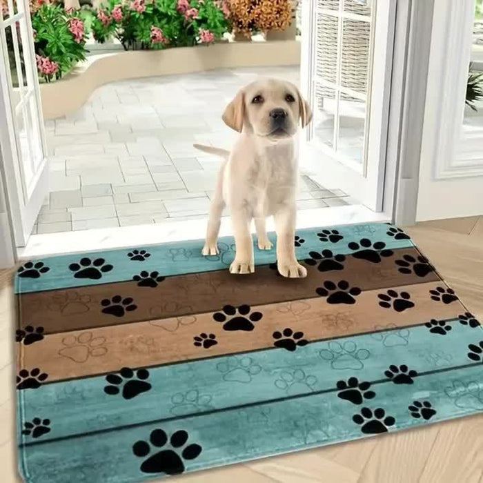 1pc Waterproof Dog Paw Print Doormat, Absorbent & Quick-Drying Dog Rug with Non-Slip Backing for Muddy Paws Entrance