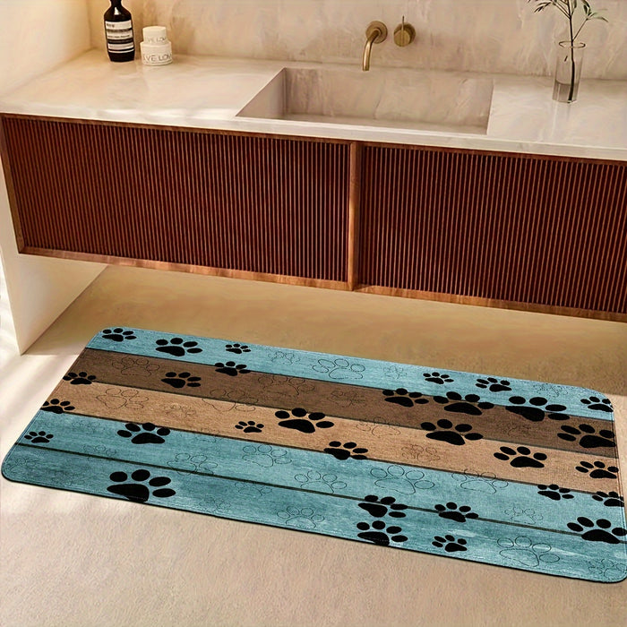 1pc Waterproof Dog Paw Print Doormat, Absorbent & Quick-Drying Dog Rug with Non-Slip Backing for Muddy Paws Entrance