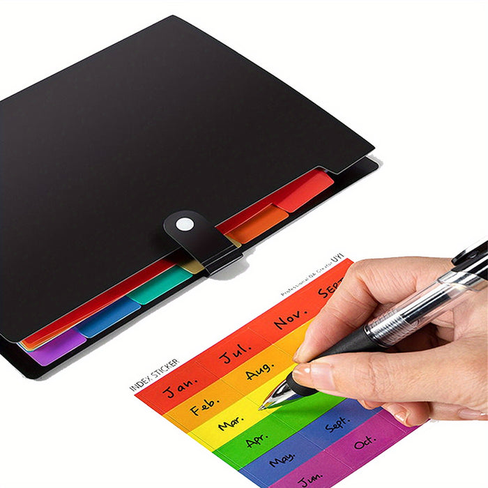 1pc 7-Pocket A4 Expanding File Folder with Labels, Multifunctional Storage Organizer for School, Office, Home