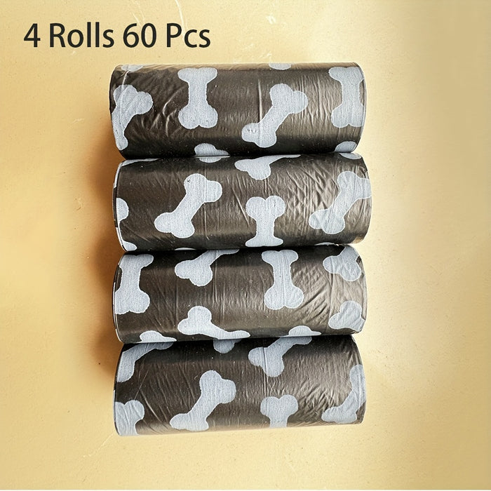 60-pack 60-Pack Leak-Proof Bone-Printed Dog Waste Bags, Durable Polyethylene, Easy Tear, 2kg Load Capacity for Outdoor Pet Cleanup