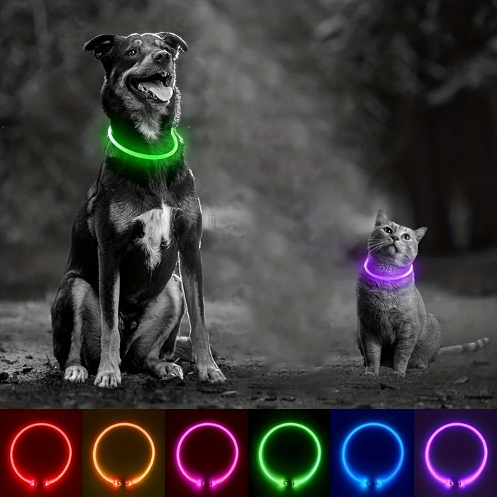 Rechargeable LED Dog Collar with Anti-Loss Feature, Bright Night Light for Dogs