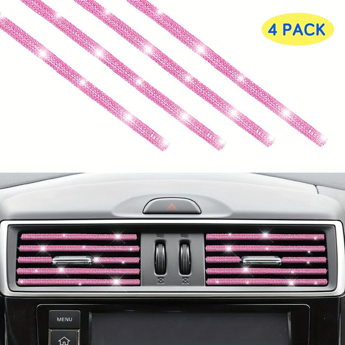 4pcs Rhinestone Car Air Vent Trim, 4 Pcs Bendable Air Conditioner Decoration for Women, Universal Interior Accessories