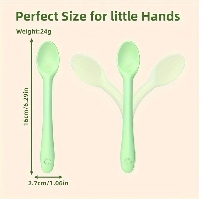 6pcs Silicone Baby Spoons Flexble Bend Handle for Easy Feeding As Halloween, Chrismas Gift