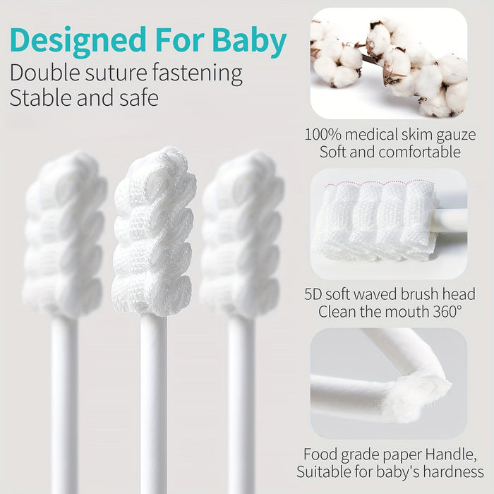Dearlomum Baby Tongue Cleaner, Newborn Baby Toothbrush, 48pcs/96pcs Disposable Infant Toothbrush Clean Baby Mouth, Halloween Christmas Gifts Gauze Gum Cleaner Toothbrush Baby Oral Cleaning Stick Dental Care For 0-36 Month Bab