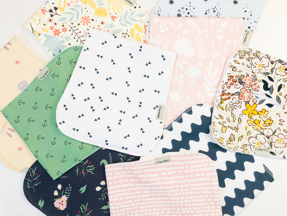 Cincobebé 5-pack Of Super Soft Burp Cloths For Newborns - Absorbent And Breathable With Cute Cartoon Unisex Design