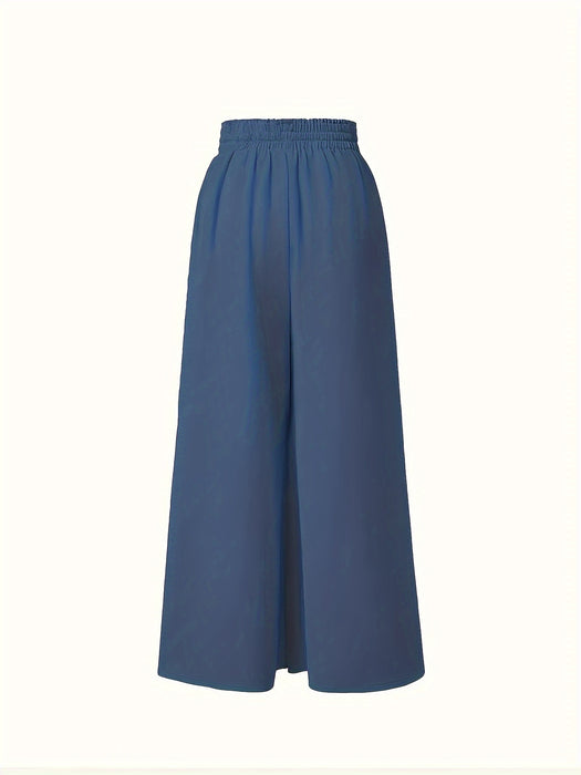 Women's Elastic Waist Wide Leg Tie-Front Pants, Casual Loose Linen Pants for Spring & Summer