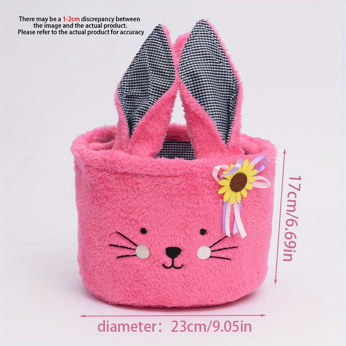 (Embroidery Customization) Easter Fashion Personalized Plush Two Picture Handheld Basket, Storage Basket, Storage Basket, Storage Bag, Personalized Embroidery Customization, Perfect Easter Gift, Best Gift for Family, Lovers a