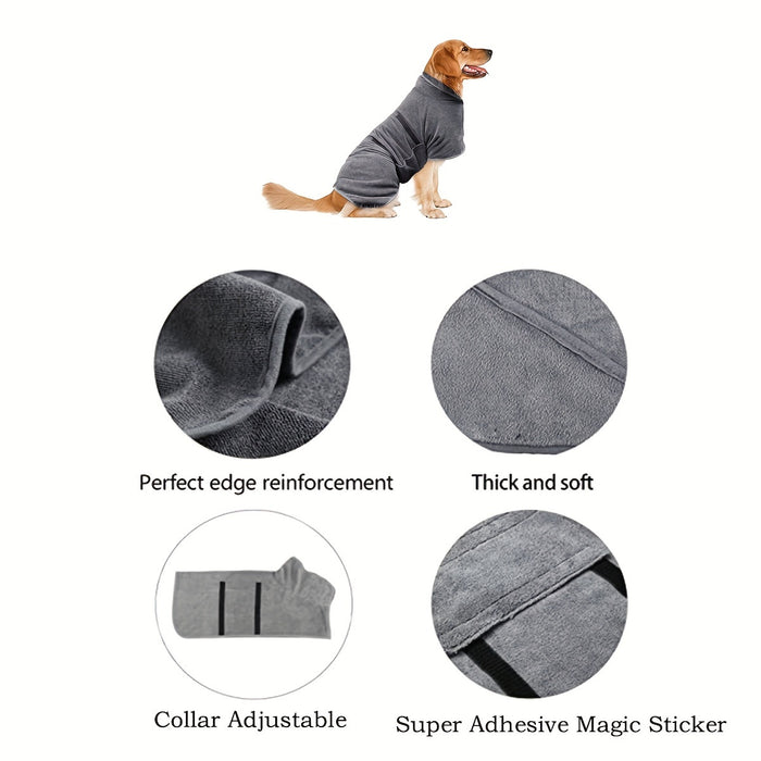 1pc Super Absorbent Dog Drying Coat with Magic Sticker, Adjustable Collar & Waist, Quick-Drying Pet Towel for Small, Medium, Large Dogs and Cats