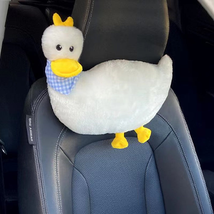 1pc Cute Cartoon Car Headrest Pillow, Neck Support Pillow, Cartoon Duck Love Heart Back Waist Pillow Seat Back Cushion Car Interior Decoration