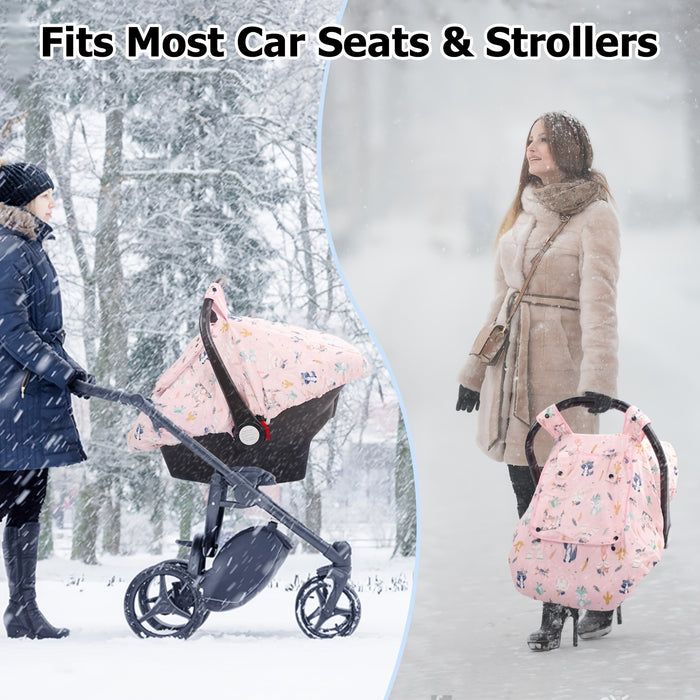 1pc Beavtaens 3-in-1 Baby Car Seat Cover, Ultra Cozy Minky Carseat Cover with Storage Bag, Machine Washable, Zipper Closure, Polyester Fiber Material for Winter Protection