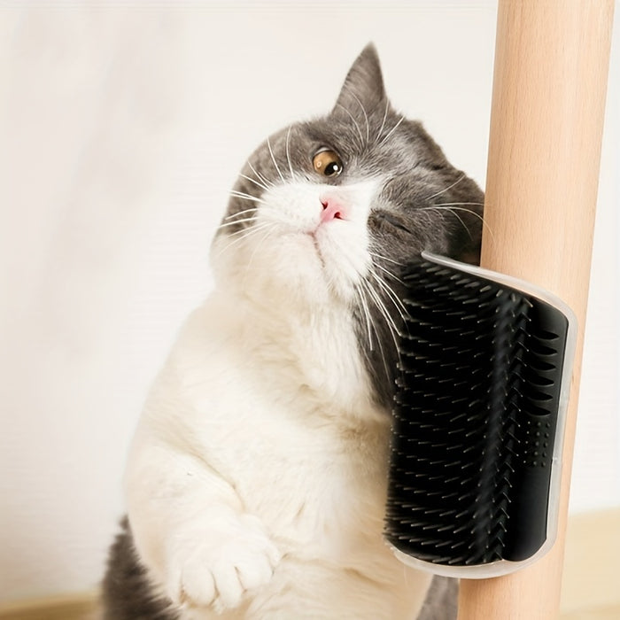 Wall-Mounted Cat Grooming Brush with Massage Comb - Self-Grooming Tool for Kittens and Puppies