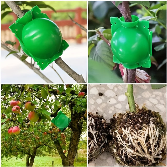 10pcs, 5cm/1.97in Diameter Plastic Plant Rooting Ball Grafting Tool, Green High Pressure Propagation Device For Air Layering And Seedling Cutting, Gardening Supplies