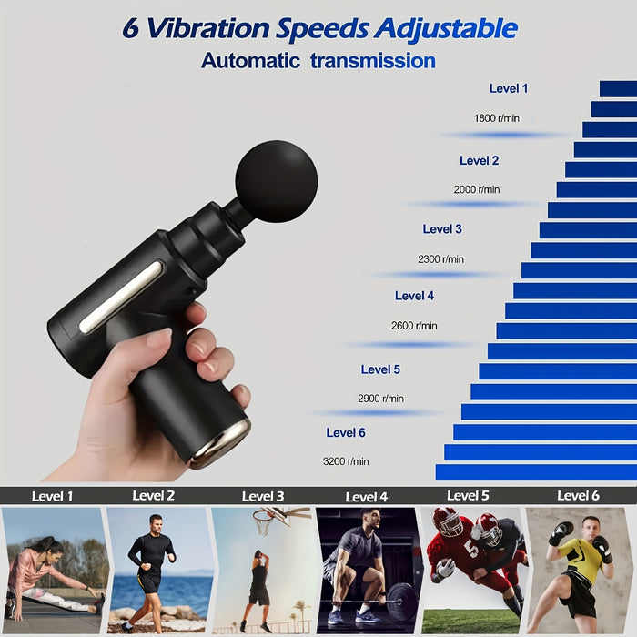 Portable LCD Massage Gun with USB Charging, Durable ABS Material, 4 Interchangeable Heads, Digital Display & Ergonomic Handle - Perfect for Fitness, Outdoor Use & Holiday Gifts (Black & Golden), Outdoor Massage Device | Moder