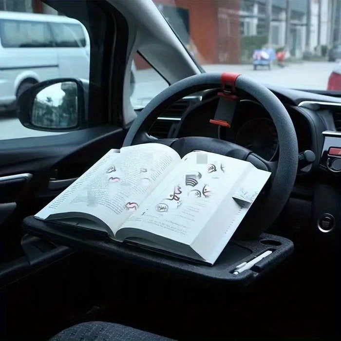 Multifunctional Car Steering Wheel Tray Table: Storage Rack for Phone, Snacks, and More