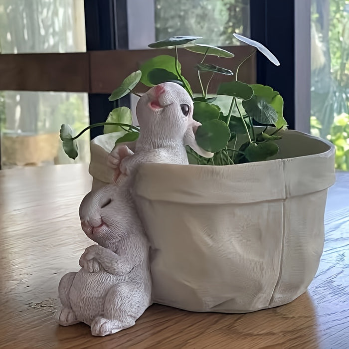 [Easter Resin Rabbit Sculpture] Easter-Themed Resin Rabbit Sculpture - Charming Animal Statue for Garden, Office Decor & Succulent Planters