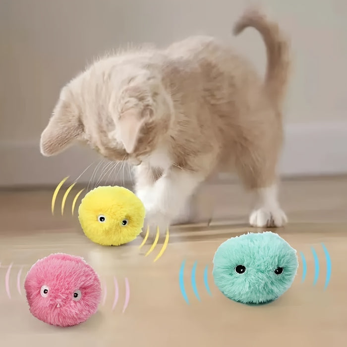 Interactive Cat Plush Ball with Squeaky Toy for Pet Training and Fun