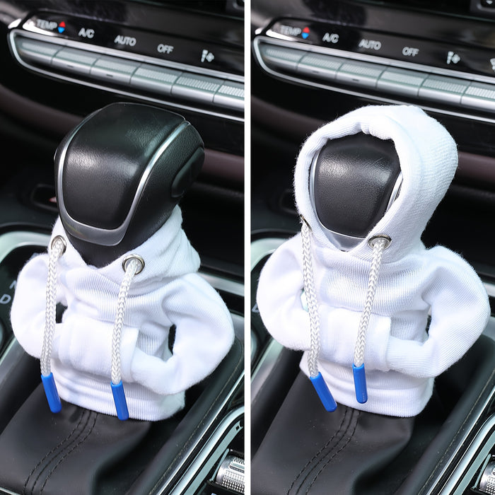 Large Universal Car Gear Shift Cover Hoodie, Fashionable Mini Hooded Sweatshirt for Auto Gear Stick Shifter Knob, Interior Accessories Decor