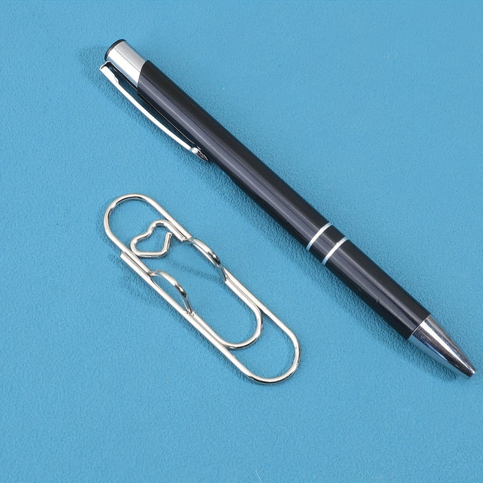 1pc/5pcs Metal Love Creative Paperclip Style Pen Holder, Simple Portable Student Notebook Holder Accessories Round Ballpoint Pen Clip
