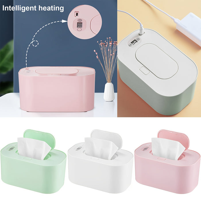[Adjustable Temperature USB Wipe Warmer] Portable USB Youngsters Wipe Warmer with Adjustable Temperature (40-60°C) - Large Capacity, Smart Dispenser for Youngsters' Comfort & Convenience - Ideal for Home, Car, Travel - Green
