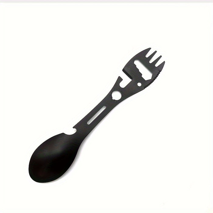 1/2pcs 10-in-1 Multi-Functional Tableware - Stainless Steel Portable Utensil, Can Opener, Serrated Knife, Wrench, Direction Indicator - Perfect for Outdoor Camping, Hiking, Picnic & Travel - For Adventurers & Outdoor Enthusia