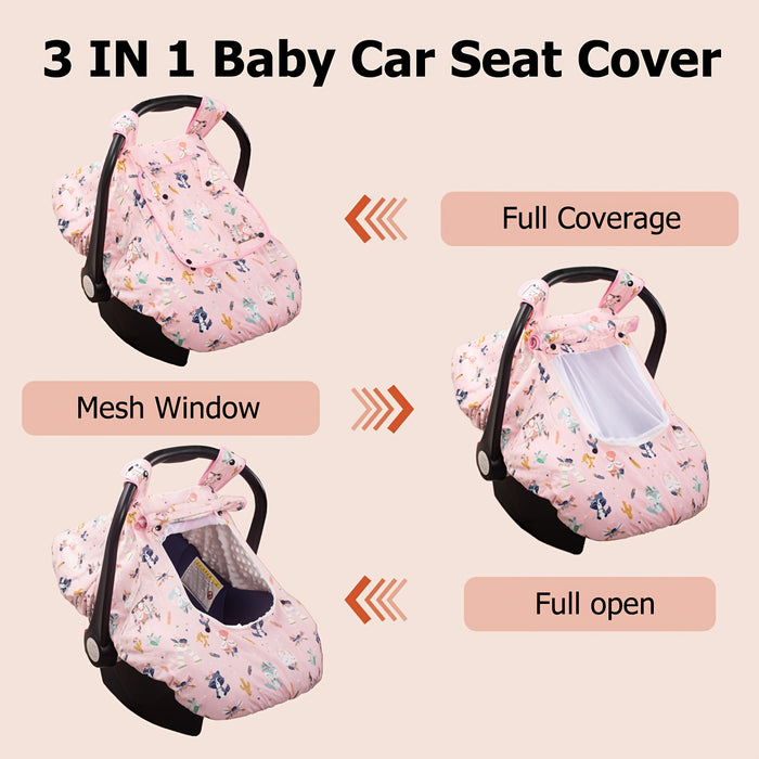 1pc Beavtaens 3-in-1 Baby Car Seat Cover, Ultra Cozy Minky Carseat Cover with Storage Bag, Machine Washable, Zipper Closure, Polyester Fiber Material for Winter Protection