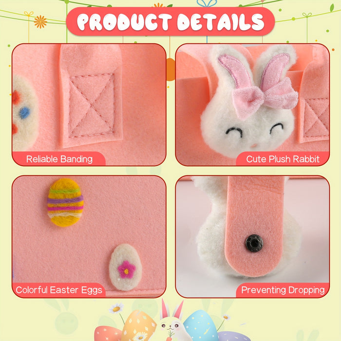 [Easter Celebration] Large Felt Easter Baskets with Handles - Colorful Egg Hunt Tote Bags, Bunny and Chick Designs, 12" x 7.8" x 6.8", Ideal for Gift Collection, Baskets for Gifts