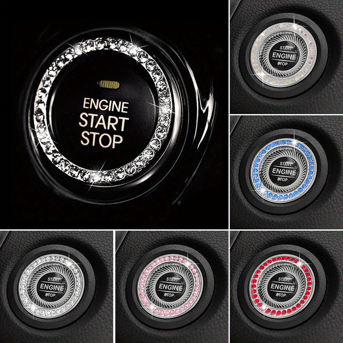 Car One-Button Start Rhinestone Ignition Ring Decoration, Thanksgiving Christmas New Year Gift