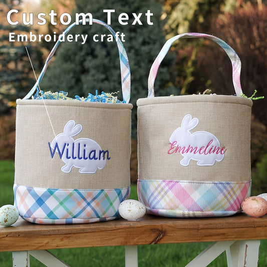 1pc Personalized Easter Basket with Custom Name, Bunny Design, Boy or Girl Easter Bucket, Lettered Easter Basket, Easter Gift