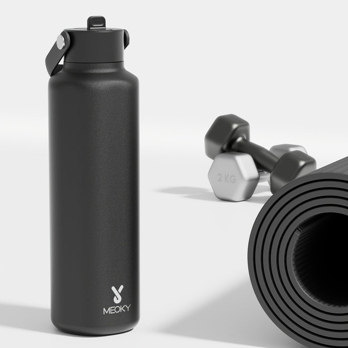 Meoky 24oz Hexagonal Insulated Stainless Steel Water Bottle - Leakproof, BPA-Free, Keeps Drinks Cold for 24 Hours, with Lid & Spout, Portable with Handle - Ideal for Sports, Fitness, Hiking, Driving - Great Thanksgiving & Chr