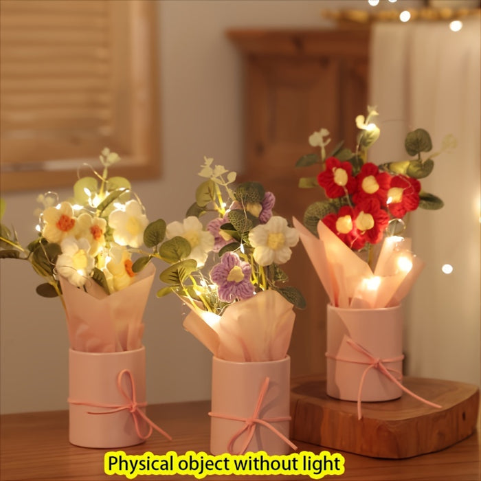 Charming Fleece Puff Tulip in Illuminated Gift Bag - Perfect for Birthday & Holiday Decor, Spring Home Accent, No Battery Required, Flower Decorations